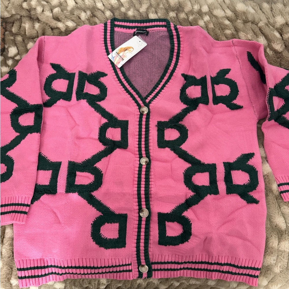 Pink and Green Women's Sweater -new with tags